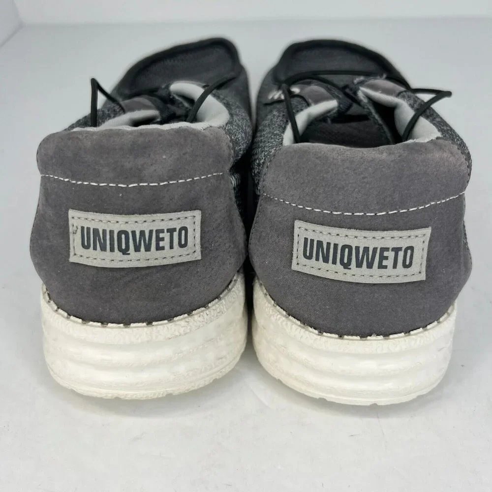 Uniqweto Mens Dark Gray Fabric Lace Up Round Toe Solid Size 9 Casual Shoes
